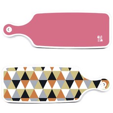 Roem Design 上菜砧板 2入 橘色V形圖案組, 橘色V形圖案, 粉紅色, 1套