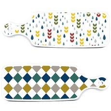 Roem Design 上菜砧板 2入組 復古鑽石圖案套組, 復古鑽石圖案, 雨水與新芽圖案, 1套
