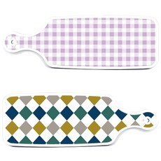 Roem Design 復古鑽石圖案上菜砧板 2件組, 復古鑽石圖案, 格紋粉彩紫, 1套