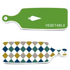 Roem Design 托盤砧板 2件組 復古菱形圖案套組, 復古菱形圖案, 蔬菜綠, 1套