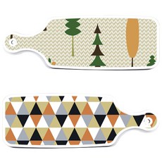 Roem Design 上菜砧板 2件組 橘色V形圖案套組, 橘色V形圖案, 森林圖案1, 1套