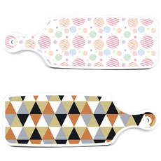 Roem Design 上菜砧板 2件組 橘色V形圖案套組, 橘色V形圖案, 線條圓形, 1套