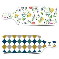 Roem Design 復古鑽石圖案上菜砧板 2件組, 復古鑽石圖案, 浪漫纖細玫瑰, 1套