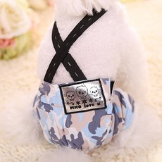 ECODY 寵物迷彩吊帶褲, 藍色