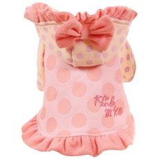 ECODY 蝴蝶結圓點印花寵物連帽連身裙, 粉色的