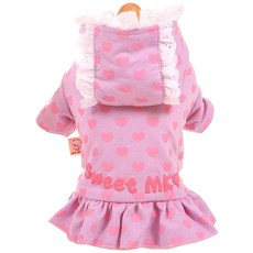 ECODY 愛心圖案寵物連帽連身裙, 紫色的