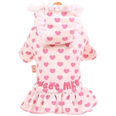 ECODY 愛心圖案寵物連帽連身裙, 白色的