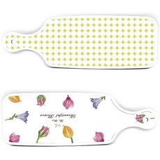 ROEM DESIGN 上菜砧板 2件組 浪漫花朵圖案板套組, 圓形圖案粉彩淺綠, 1套