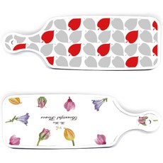 로엠디자인 서빙 도마 2p 로맨틱패턴플라워보드 세트, 레드그린낙옆, 1세트