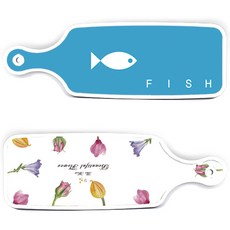 Roem Design 上菜砧板 2件組 浪漫花卉圖案砧板套組, 魚藍色, 1套