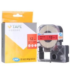 LMK LMK 標籤機用標籤帶卡匣 12MRK, 12MRK 紅底黑字, 8.5m