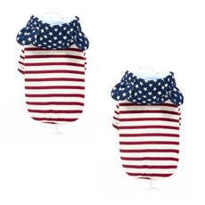 April 寵物春秋星星條紋連帽衫 2件組, 紅色