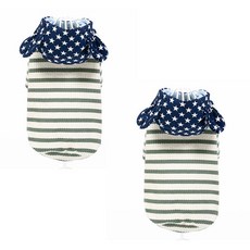 April 寵物春秋星星條紋連帽衫 2件組, 綠色