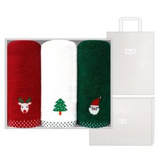 Songwol 松月 聖誕朋友毛巾 135g 30支棉紗 3入禮盒 + 提袋, 隨機出貨, 1套