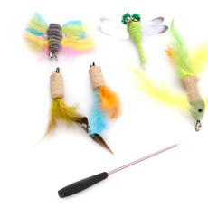 Petnine貓咪逗貓棒+替換型5種玩具, 隨機發貨, 1套