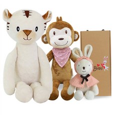 CONY BABY 安撫娃娃 小兔子 30cm+猴子 60cm+白虎 60cm+禮盒, 1組