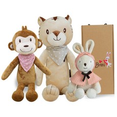 CONY BABY 安撫娃娃 小兔子 30cm+小猴子 40cm+黃虎 60cm+禮盒, 1組