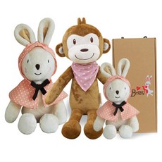 CONY BABY 安撫娃娃 小兔子 30cm+猴子 60cm+兔子 60cm+禮盒, 1組