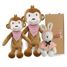 CONY BABY 安撫娃娃 小兔子 30cm+小猴子 40cm+猴子 60cm+禮盒, 1組