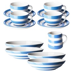 CORNISHWARE 藍色義大利麵餐具套組 4 A 13p, 1套, 意大利麵碗 4p + 卡布奇諾杯 4p + 碟子 4p + 水壺 280ml
