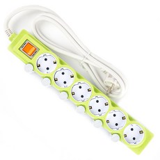 NUBBACON 黃綠色 6 孔延長線, 1.5m, 1個