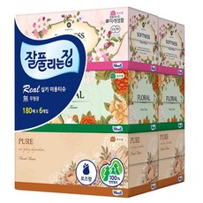 잘풀리는집 리얼실키 천연펄프 미용티슈 2겹 180매 로즈향, 1개입, 6개