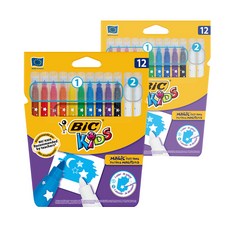 BiC 孩童顏色和橡皮擦簽字筆, 12 種顏色, 2件