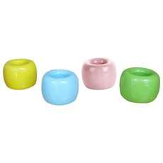 LIFE TOTEM 素色陶瓷牙刷架 4入, 黃色+藍色+粉紅色+綠色, 1套