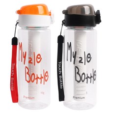 마이즐 원터치 아이스차망 휴대용 티보틀 2p, 오렌지, 블랙, 600ml, 1개