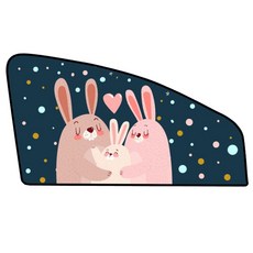 홈앤핫딜 차량용 캐릭터 자석 햇빛가리개 운전석, 토끼가족, 1개