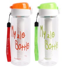 마이즐 원터치 아이스차망 휴대용 티보틀 2p, 오렌지, 그린, 600ml, 1개