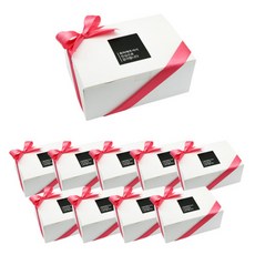 도나앤데코 원터치상자 화이트 소 10p + 리본 핑크 20m + 축하해주셔서감사합니다 스티커 10p, 혼합 색상, 1세트