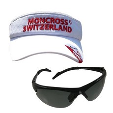 Moncross 釣魚遮陽帽 白色 MC-101 + 新韓光學 太陽眼鏡 黑煙色黃色鍍膜 SH7044, 1套