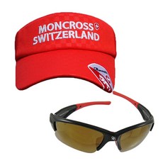 Moncross 釣魚遮陽帽 Red MC-101 + 新韓光學 太陽眼鏡 Black Smoke Silver Coating SH7040, 1套
