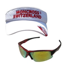 Moncross 釣魚遮陽帽 白色 MC-101 + 新韓光學 太陽眼鏡 黑棕色 SH7043, 1套