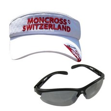 Moncross 釣魚遮陽帽 白色 MC-101 + Shinhan Optical 太陽眼鏡 紅黑色 棕色 鍍銀 SH7026, 1套