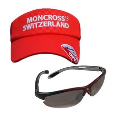 Moncross 釣魚遮陽帽 紅色 MC-101 + Shinhan Optical 太陽眼鏡 紅黑煙燻紅鍍膜 SH7026, 1套