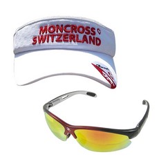 Monkross釣魚遮陽帽 白色 MC-101+新韓光學太陽眼鏡 Red-Black Smoke Silver Coating SH7026, 1套