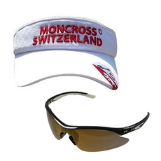 Moncross 釣魚太陽帽 White MC-101 + 新韓光學 太陽眼鏡 Black Brown Gold Coating SH7040, 1套