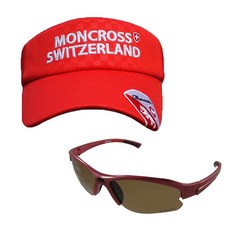 Monk Cross釣魚遮陽帽 紅色 MC-101+SH Optical太陽眼鏡 黑色棕色 SH3037, 1套