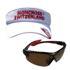 Montcross釣魚遮陽帽 白色 MC-101+SHANGHAN OPTICAL太陽眼鏡 黑色煙燻色 SH7049, 1套