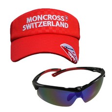 몽크로스 낚시 썬캡 Red MC-101 + 신한광학 선글라스 Black Smoke Silver Coating SH7050, 1세트