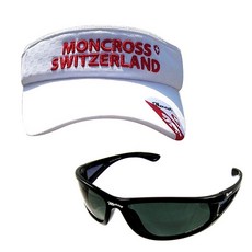 Monk Cross釣魚遮陽帽 白色 MC-101+SH Optical太陽眼鏡 白色煙燻 SH3037, 1套