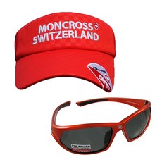 몽크로스 낚시 썬캡 Red MC-101 + 신한광학 선글라스 Black Brown Silver Coating SH7047, 1세트