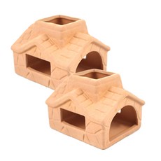 MOBYDICK 水族箱裝飾用煙囪屋 黃土 TW1805, 2個