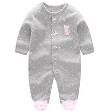 JOYMULTI 小貓刺繡蝴蝶結裹腳連身衣