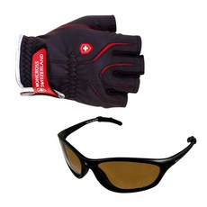 몽크로스 5컷 낚시장갑 XL GFR-501B + 신한광학 선글라스 Black Brown SH7015, 1세트