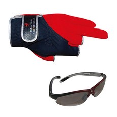 Montcross 3段式釣魚手套 XL MGN-301R+SHINHAN OPTICS太陽眼鏡 Red-Black Brown Silver Coating SH7026, 1套