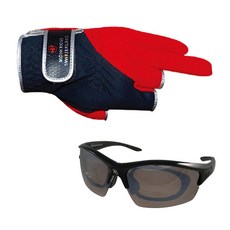 Moncross 三指切口釣魚手套 XL MGN-301R + 新韓光學太陽眼鏡 內黑棕銀色塗層 SH7046, 1套