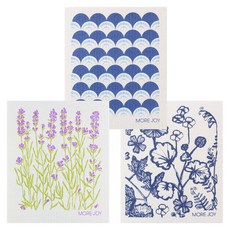 MOREJOY芬蘭抹布3p套組貝殼藍+薰衣草+Siri, 混色